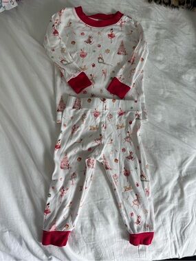 LAKE PJ 18-24 mo Nutcracker White Holiday Ballet Pajama Set with Red Trim